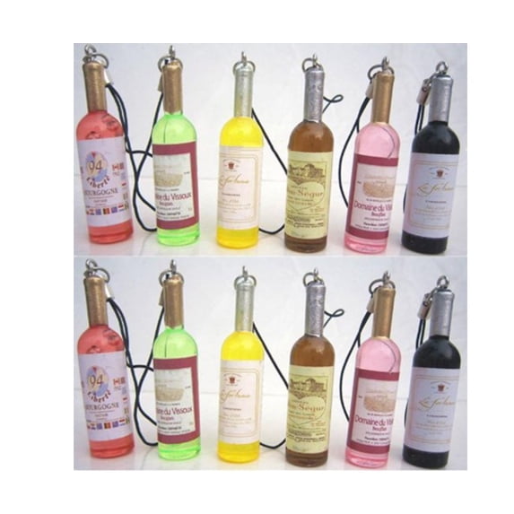 KATGI Fashion Creative Little Pink Wine Bottle Pendant Car Key Chain Cellphone Charms Strap