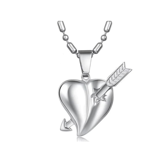 KATGI Fashion Cupid Arrow Through 3D Heart Pendant Necklace