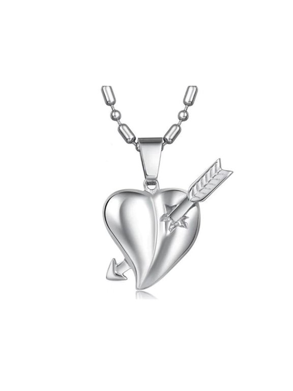 KATGI Fashion Cupid Arrow Through 3D Heart Pendant Necklace