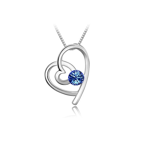 KATGI Fashion Double Love Heart Crystal Pendant Necklace