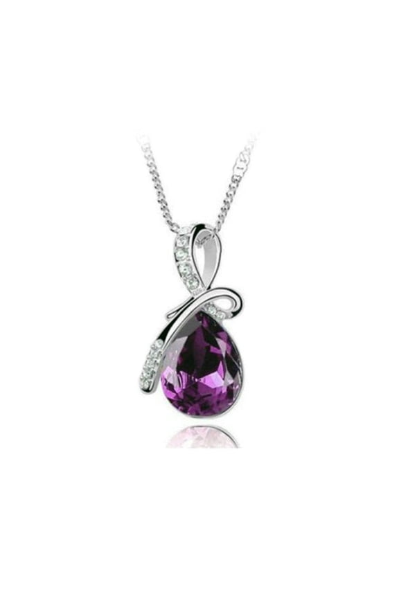 Fashion Eternal Love Angel Teardrop Austrian Crystal Pendant Necklace
