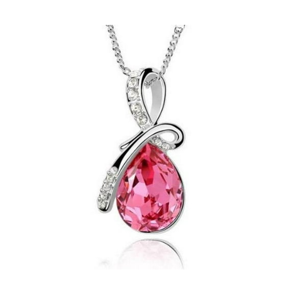 KATGI Fashion Eternal Love Angel Teardrop Austrian Crystal Pendant Necklace