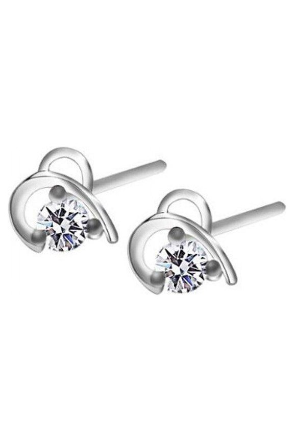 KATGI Fashion Half Heart Arcs Clear Austrian Crystal Earrings