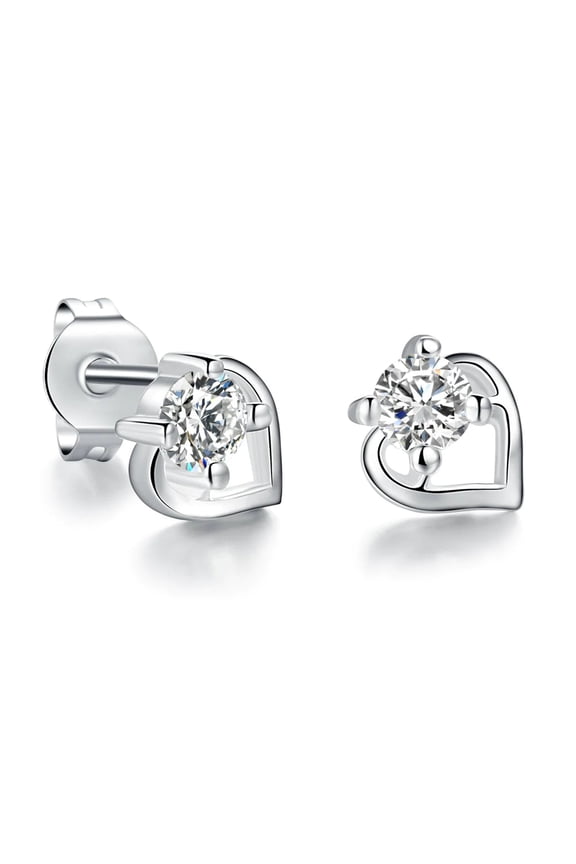KATGI Fashion Heart Spades Swiss Clear Cubic Zirconia Stud Earrings