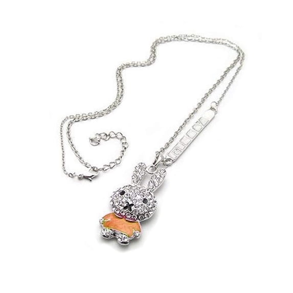 KATGI Fashion Little Rabbit Austrian Crystal Pendants Sweater Necklace