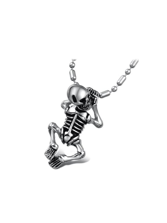 KATGI Fashion Magical Miniature Ghoul Skeleton Sculpture Pendant Necklace