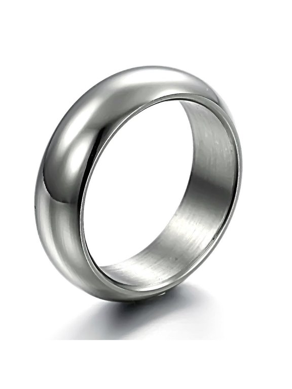 Fashion Ti Titanium Steel Simple Smooth Arc Glossy Comfort Fit Brand Ring (Unisex)