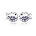 thumbnail image 1 of KATGI Stud Violet Earrings, White Gold-Plated, 1 of 1