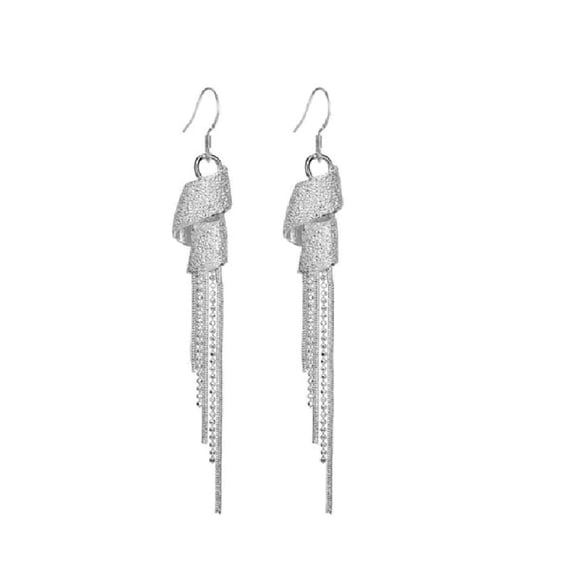 KATGI Fashion White Gold Plated Hanging Swirling Rollout Chandelier Dangle Earrings