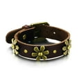 thumbnail image 1 of KATGI Men's Fashion Retro Genuine Leather Flower Rose Bracelet (Adjustable Length), 1 of 6