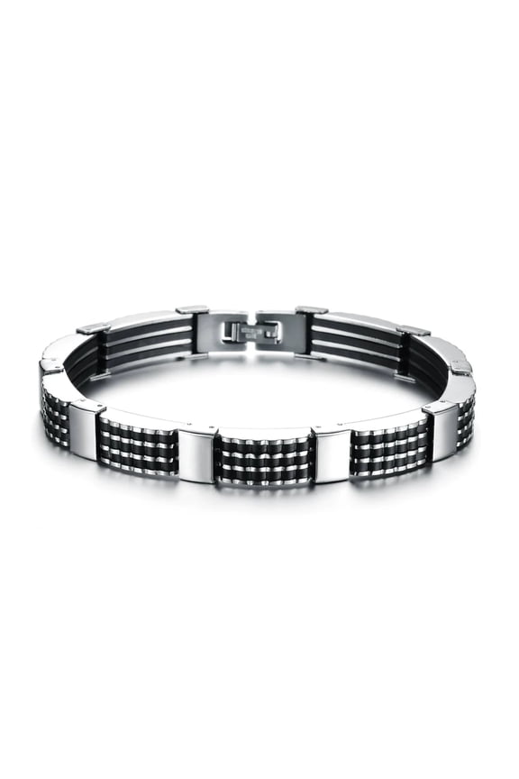 KATGI Men's Fashion Silicon Direct Connect Titanium Steel Bracelet