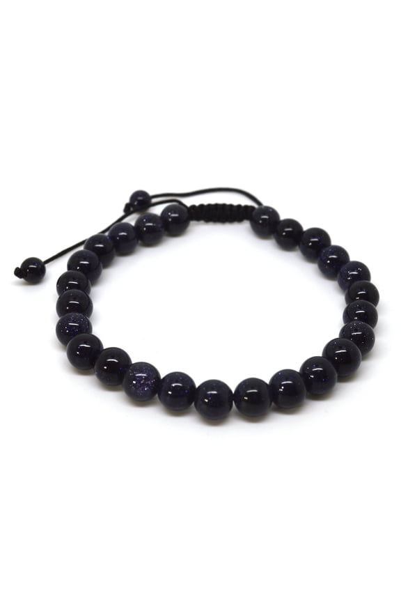 KATGI Semi Blue Sand 8MM Birthstone Round Beaded Bracelet Handmade Macrame Adjustable