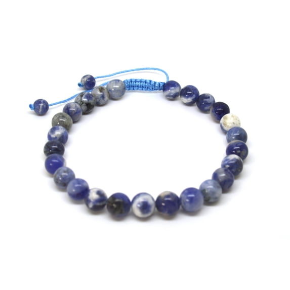 KATGI Semi Sodalite 8MM Birthstone Round Beaded Bracelet Handmade Macrame Adjustable