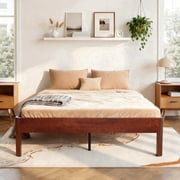 KATHY&BOB Full Size 14" Wood Bed Frame with Wood Look Metal Legs, Modern Minimalist Style Platform Bed Frame, No Box Spring Needed, 800 lbs Capacity