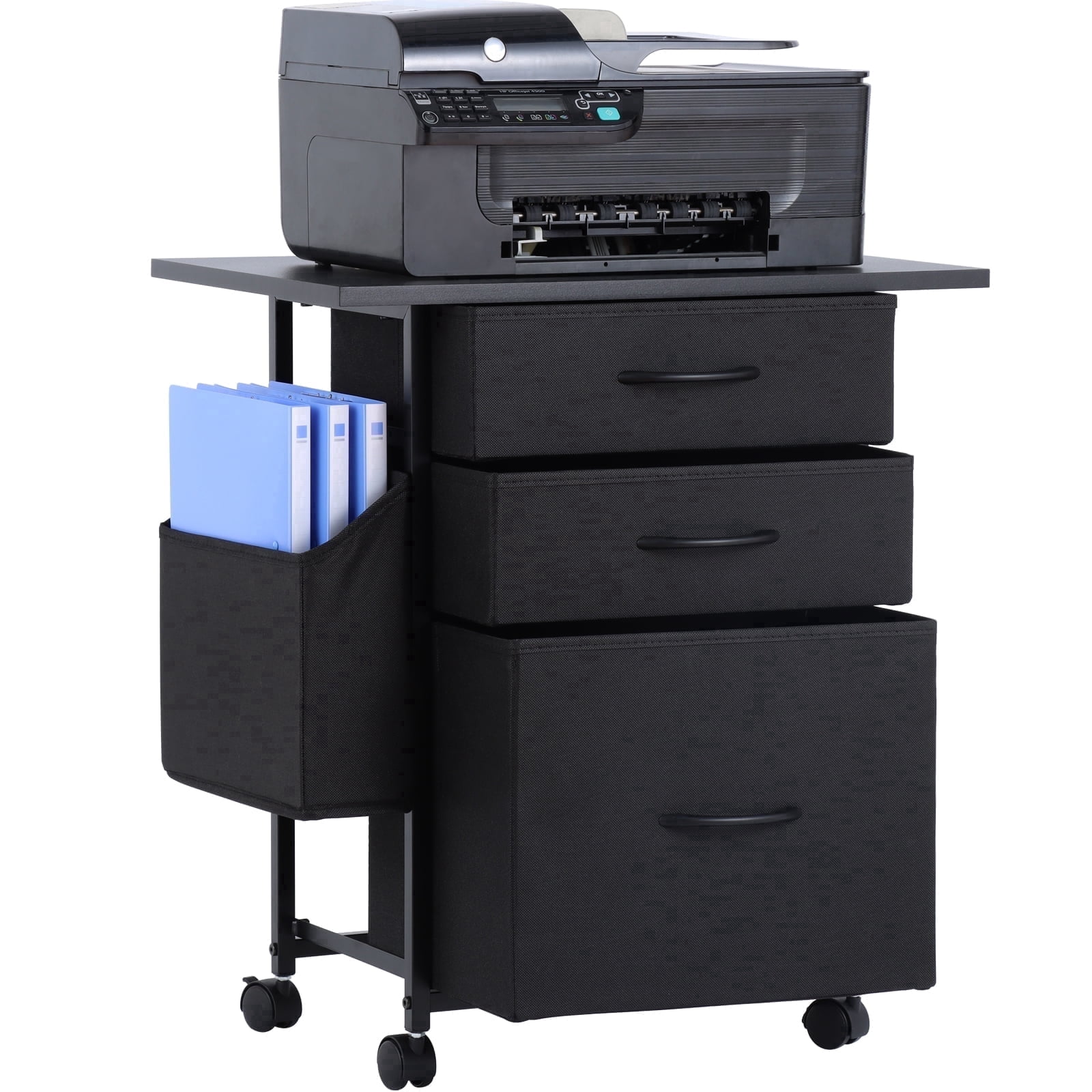 KATHY&BOB Printer Stand with 3 Fabric Drawers, Mobile File Cabinet ...