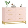 thumbnail image 1 of KATIDAP Bedroom Dresser with 6 Drawers, Wooden Dresser for Entryway, Wide Storage Cabinet for Living Room, Pink, 1 of 8