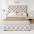 thumbnail image 1 of KATIDAP Queen Size Bed Frame with 4 Storage Drawers and Headboard, Linen Upholstered Platform Bed Frame, Diamond Stitched Button Tufted, No Box Spring Needed, Beige, 1 of 7