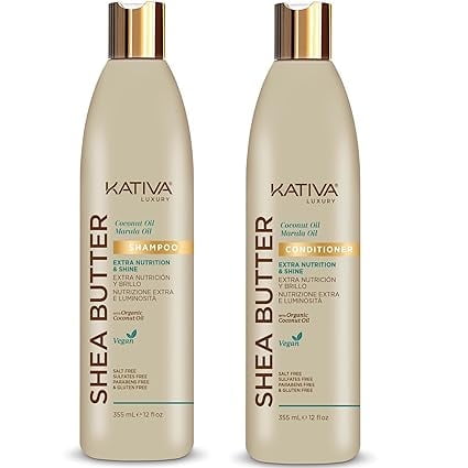 KATIVA Lux Twin Pack: Shea Butter Coconut Marula Shampoo 355 ml + Conditioner 355 ml