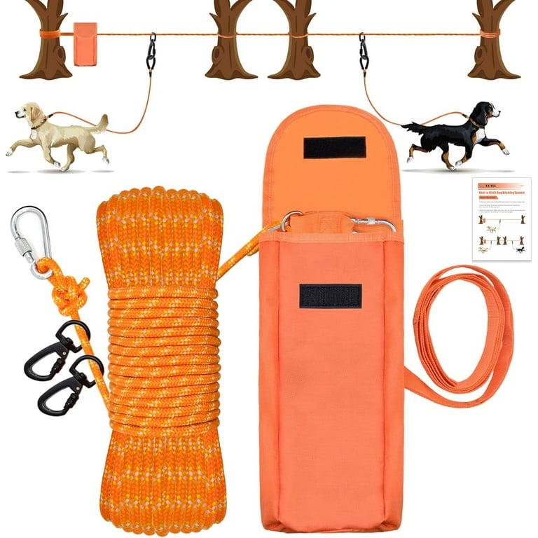 KATOLK 100FT Dog Tie Out Cable, Portable Trolley System for Dogs