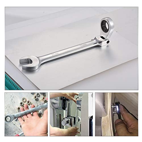 KATUR 21mm Ratcheting Wrench Set Flexible Pivoting Head Ratchet Combination Spanner Wrench