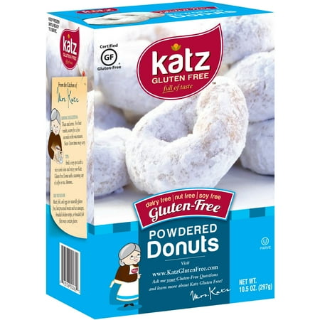 Katz Gluten Free Powdered Donuts, Golden Donuts with Sweet Powder Topping, Gluten Free, Nut Free, Kosher (1 Pack of 6 Donuts, 10.5oz)
