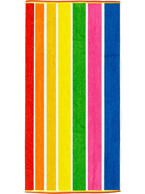 - Ultrasoft, Plush 100% Combed Ring Spun Yarn Dye Cotton Velour Oversized 30” x 60” Highly Absorbent Quick Dry, Colorful Striped Beach Pool and Bath Towel