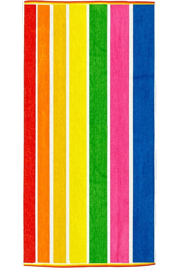 - Ultrasoft, Plush 100% Combed Ring Spun Yarn Dye Cotton Velour Oversized 30” x 60” Highly Absorbent Quick Dry, Colorful Striped Beach Pool and Bath Towel