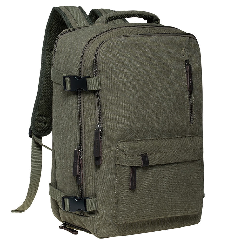 KAUKKO Canvas Travel Backpack, Personal Item Airline Approved, Carry On