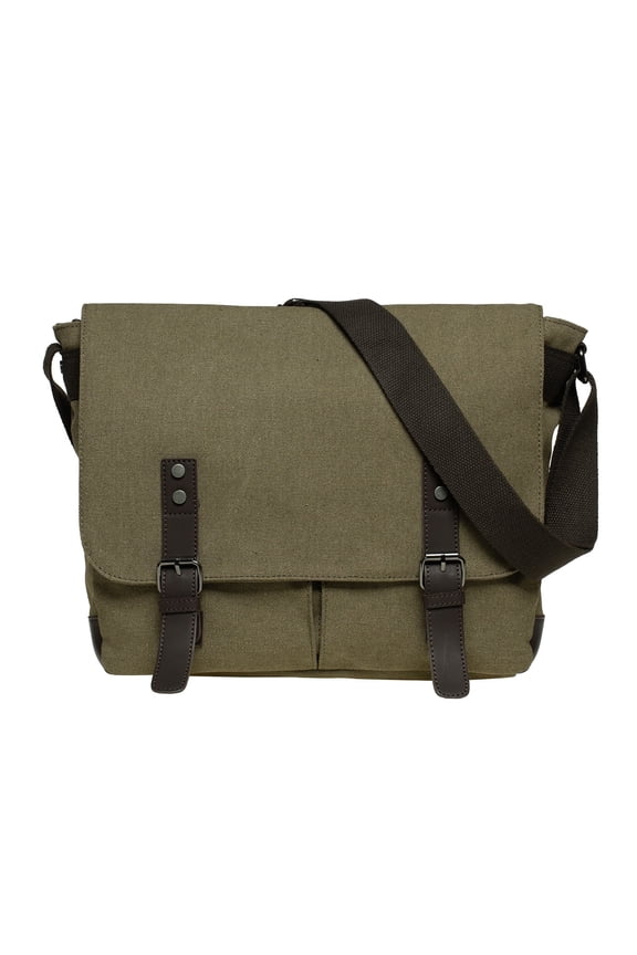 Canvas Vintage Messenger Bag Shoulder bag Leather Large Travel Crossbody bags for men women 14-inch Laptop