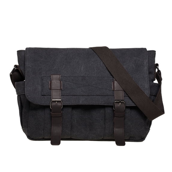 KAUKKO Canvas Vintage Messenger Bag Shoulder bag Leather Large Travel Crossbody bags for men women 14-inch Laptop