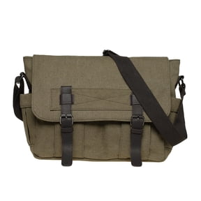 KAUKKO Canvas Vintage Messenger Bag Shoulder bag Leather Large Travel Crossbody bags for men women 14-inch Laptop