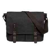 KAUKKO Canvas Vintage Messenger Bag Shoulder bag Leather Large Travel Crossbody bags for men women 14-inch Laptop