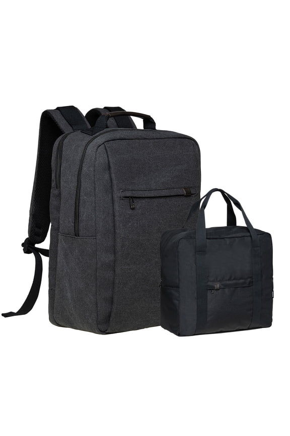 Large Travel Backpack Set -17.8L Multifunctional Backpack with 15.6-Inch Laptop Compartment, Durable Design, 26.6L Waterproof Carry-on Bag, Flight Approved BLACK