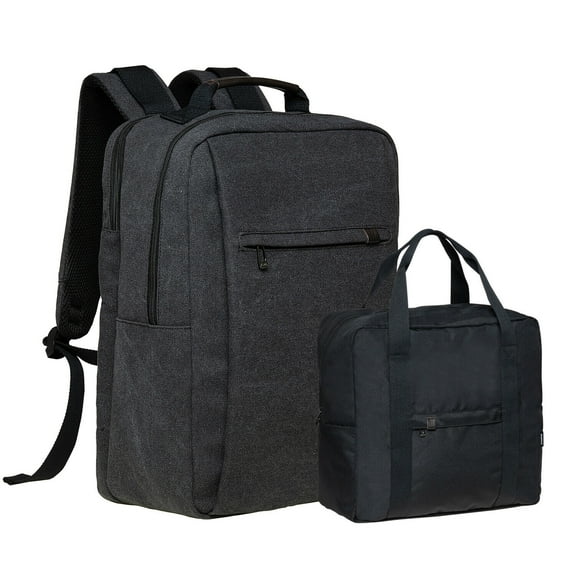 KAUKKO Large Travel Backpack Set -17.8L Multifunctional Backpack with 15.6-Inch Laptop Compartment, Durable Design, 26.6L Waterproof Carry-on Bag, Flight Approved BLACK