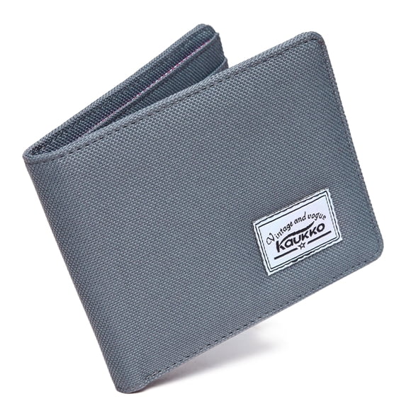KAUKKO Men's RFID Blocking Bi-Fold Wallet GRAY