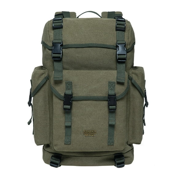 KAUKKO Men's Women's School backpack hiking backpack travel bag laptop backpack outdoor sports leisure daypacks ArmyGreen(Canvas)