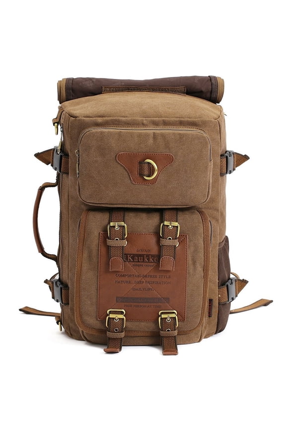 Outdoor Travel Men Backpack, Hiking Camping Canvas Rucksack