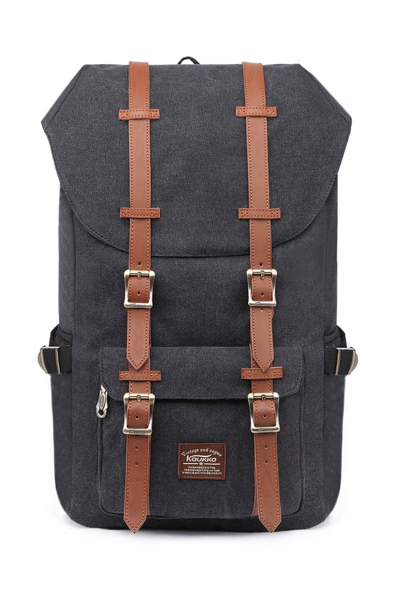 School Travel backpack for university flexible with laptop for 15",22L(Canvas Black)