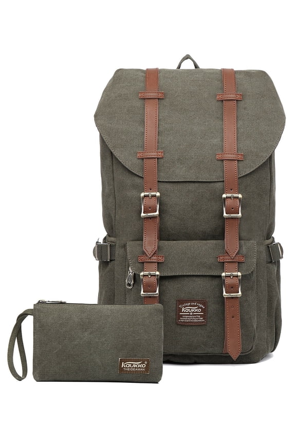 School Travel backpack for university flexible with laptop for 15",22L(Canvas Green2pc)