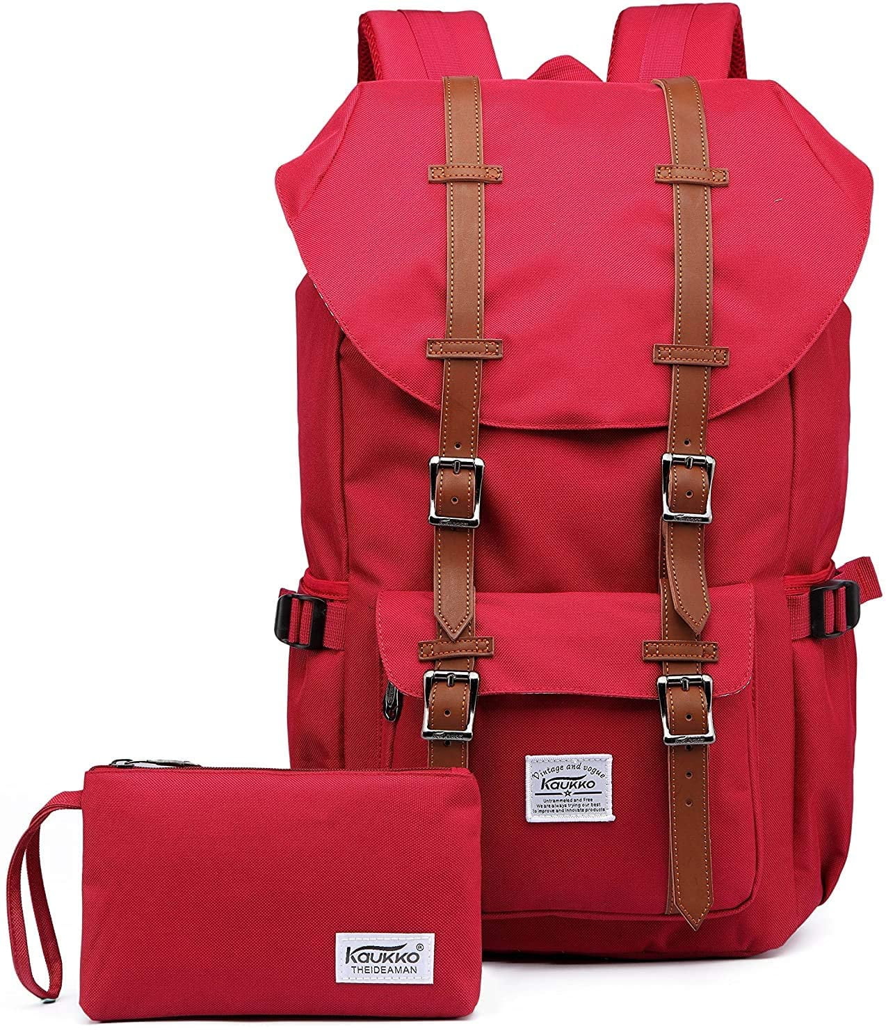 KAUKKO Red Nylon Backpack for School and Travel with Zambia Ubuy