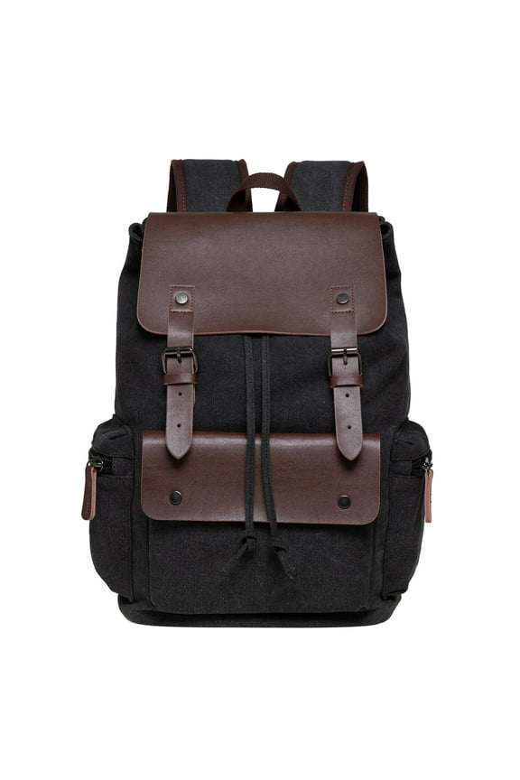 Vintage Canvas Backpack-Large Capacity, Multi-Functional Durable Outdoor Rucksack-BLACK, 20L