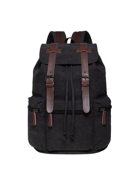 Vintage Canvas Backpack-Large Capacity, Multi-Functional Durable Outdoor Rucksack-BLACK, 21.4L
