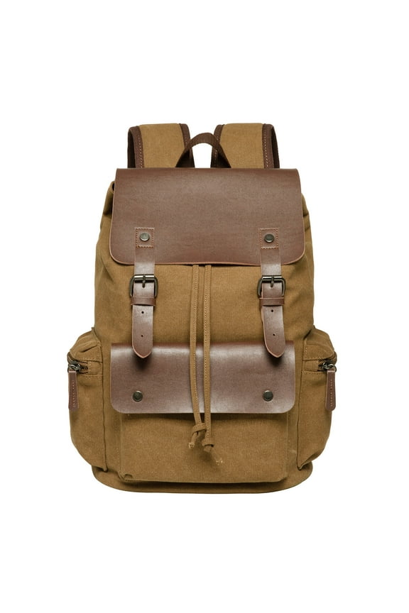 Vintage Canvas Backpack-Large Capacity, Multi-Functional Durable Outdoor Rucksack-BROWN, 20L