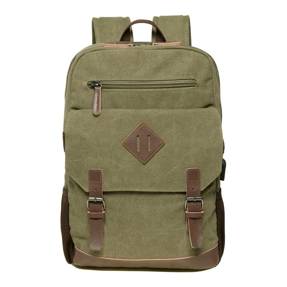 KAUKKO Vintage Canvas Backpack - Large Capacity,Multi-Functional Durable Outdoor Rucksack KF19, 16.2L