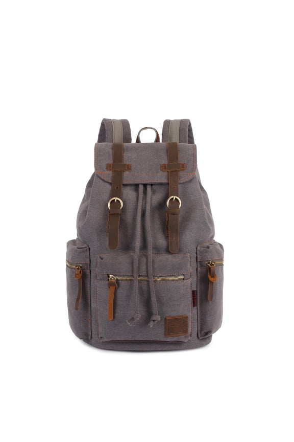 Vintage Casual Canvas and Leather Rucksack Backpack, 1Grey