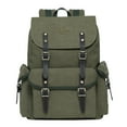 thumbnail image 1 of KAUKKO Vintage Casual Canvas and Leather Rucksack Retro Backpack for School Work Travel Hiking(ArmyGreen Canvas), 1 of 5