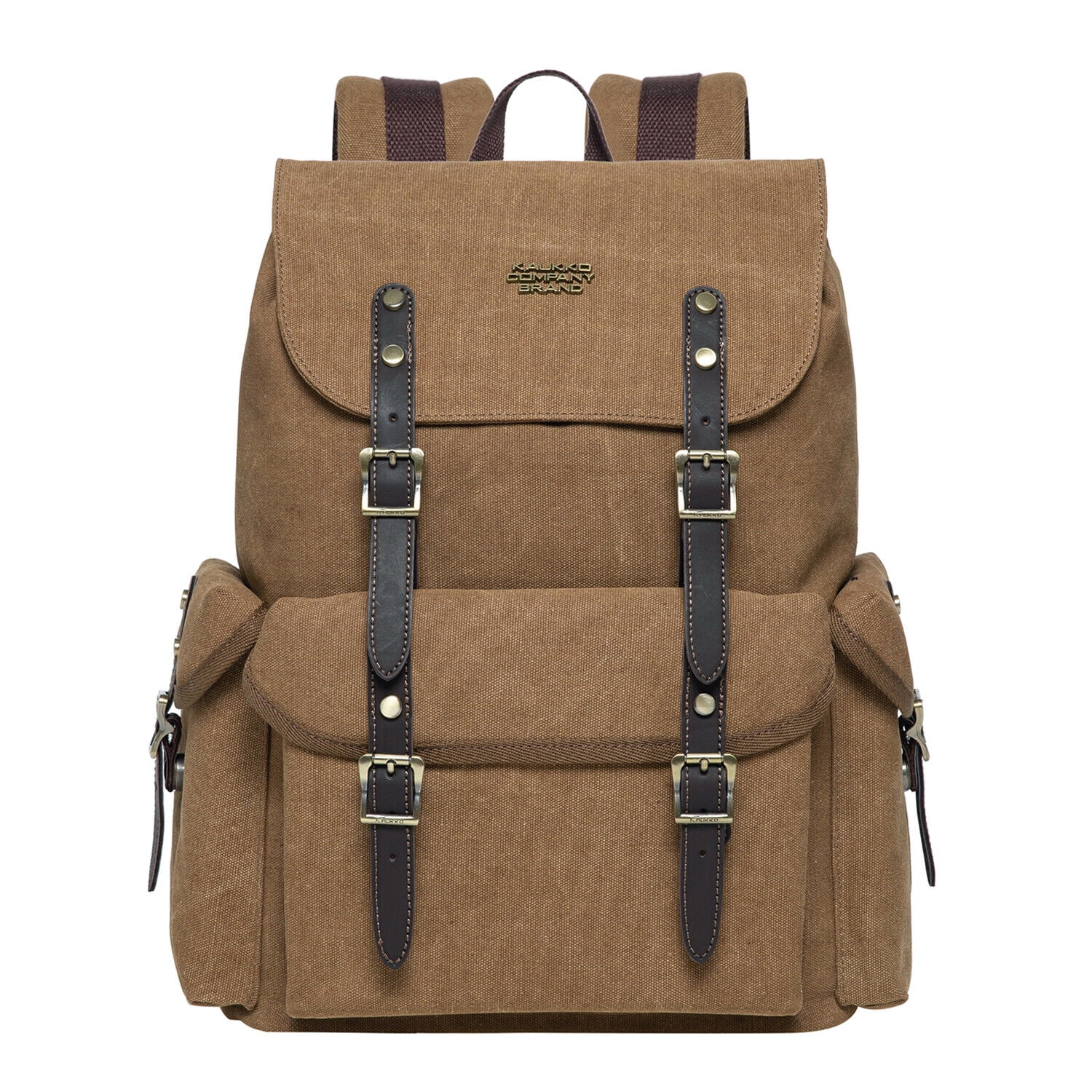KAUKKO Vintage Casual Canvas and Leather Rucksack Retro Backpack for School  Work Travel Hiking(Khaki Canvas) - Walmart.com