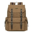 thumbnail image 1 of KAUKKO Vintage Casual Canvas and Leather Rucksack Retro Backpack for School Work Travel Hiking(Khaki Canvas), 1 of 5