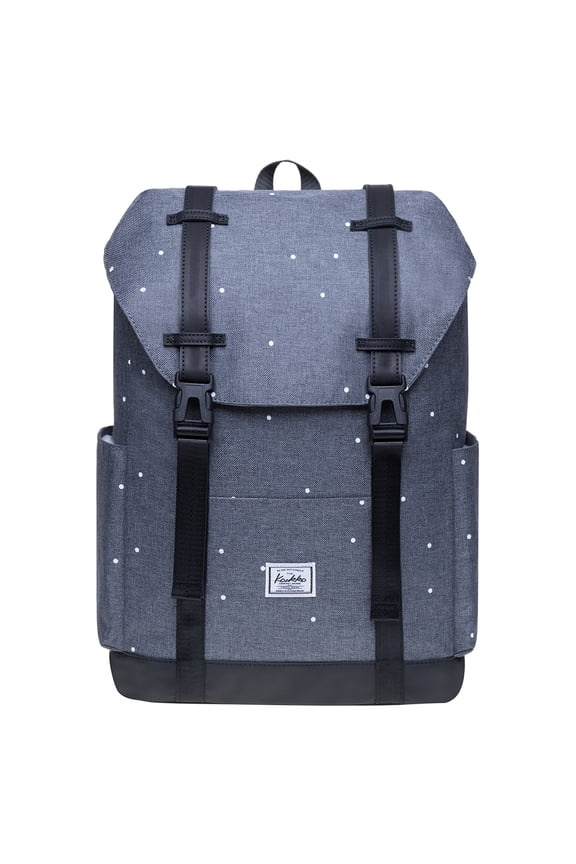 Vintage Casual polyster and Leather Rucksack Backpack (Nylon Greydot)