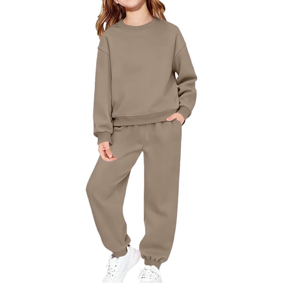 KAUOD 2 Piece Sweatsuits for Teen Girls Plain Fleece Hoodies Sweatpants Joggers Set Warm Casual Pullover Tracksuits Outfits